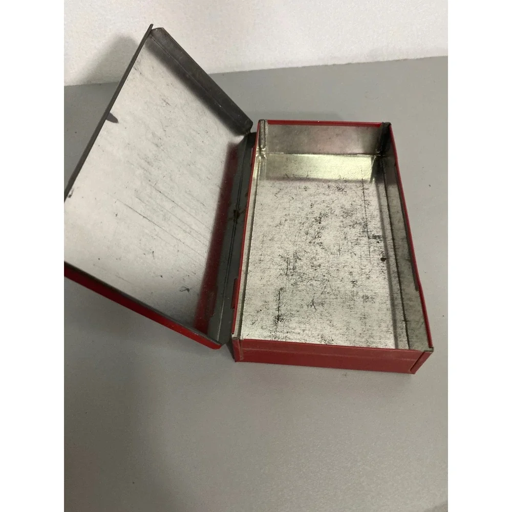 Vintage Hoffmann Swiss Made Hinged Tin Box Children Kissing Romantic Artwork Red